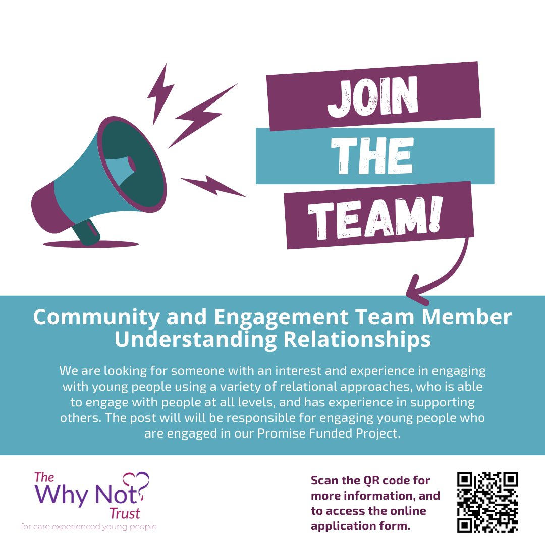 Join our team as a Community & Engagement Team Member – Understanding Relationships. 📅 Closing date: March 15th 📍 Location: Scotland (hybird) ⏰ Hours: 25 a week, until June 2025 💰 Salary: £28,000 (pro rata) Apply now: whynottrust.org/about-us/vacan… #ScotlandJobs