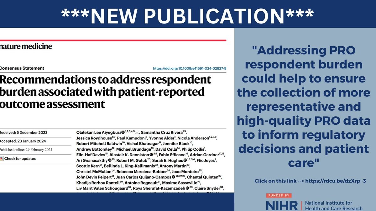 Dr Christel McMullan 🎾 🇨🇵 🇮🇪 🇪🇺 (@christel_uob) on Twitter photo NEW PUBLICATION!!!! Our team at <a href="/CPROR_UoB/">CPROR</a> along with other colleagues have produced a list of recommendations to address respondent burden associated with #PRO assessment.
To read our paper, click on this link --> rdcu.be/dzXrp
⬇️⬇️⬇️ @UoB_IAHR <a href="/lee_1881/">Lee Aiyegbusi</a> <a href="/drmelcalvert/">Mel Calvert</a> NEW PUBLICATION!!!! Our team at <a href="/CPROR_UoB/">CPROR</a> along with other colleagues have produced a list of recommendations to address respondent burden associated with #PRO assessment.
To read our paper, click on this link --> rdcu.be/dzXrp
⬇️⬇️⬇️ @UoB_IAHR <a href="/lee_1881/">Lee Aiyegbusi</a> <a href="/drmelcalvert/">Mel Calvert</a>