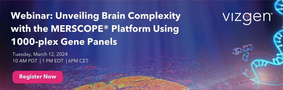 vizgen_inc's tweet photo. 📣We invite you to join us for a @Labroots #Webinar Tuesday, March 12th at 1:00 PM EDT to learn about using the new #MERSCOPE #1000Plex #GenePanel for studying #NeurodegenerativeDiseases.
Register today: https://t.co/IojC8WDo34
#Vizgen #MERFISH #AcademicTwitter #NeuroTwitter https://t.co/owq76GkEha