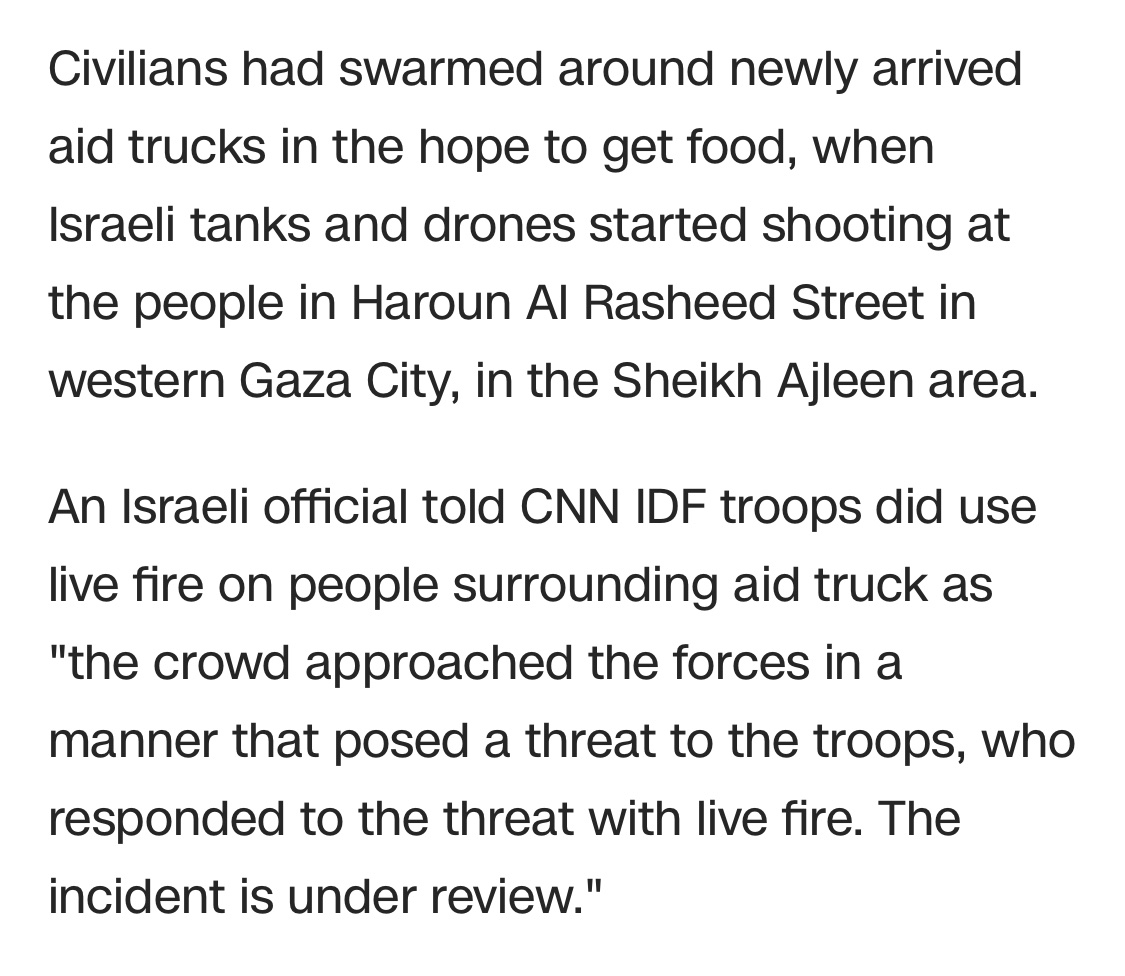 Starve people, and then when they try to get food, shoot them. cnn.com/middleeast/liv…