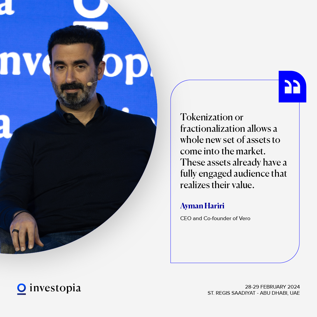 Investopia (@investopia_ae) on Twitter photo Tokenization and fractionalization can transform the value of assets and unlock new opportunities for investors and creators, says <a href="/ahariri/">Ayman Hariri</a>, CEO and Co-Founder of <a href="/verotruesocial/">VERO MUSIC</a>.
#Investopia2024 Tokenization and fractionalization can transform the value of assets and unlock new opportunities for investors and creators, says <a href="/ahariri/">Ayman Hariri</a>, CEO and Co-Founder of <a href="/verotruesocial/">VERO MUSIC</a>.
#Investopia2024