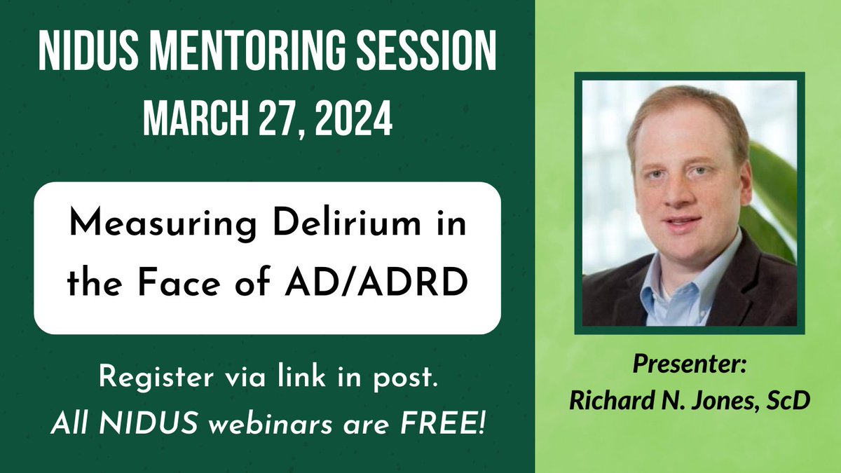 What is #delirium superimposed on dementia (DSD)? How does it affect delirium diagnoses? Join @NIDUS_Delirium & Dr. Rich Jones on March 27 and learn more. tinyurl.com/ys4nx3dw