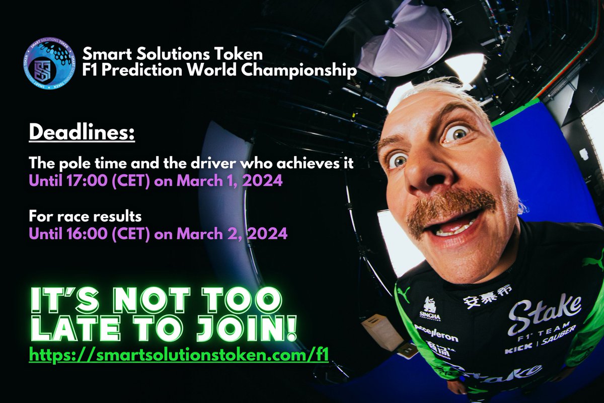 sstcrypto's tweet image. Smart Solutions Token
F1 Prediction World Championship
smartsolutionstoken.com/f1

#f1 #game #prediction #formula1 @redbullracing @McLarenF1 @MercedesAMGF1 @AstonMartinF1 @ScuderiaFerrari @F1 @HaasF1Team @AlpineF1Team @visacashapprb @stakef1team_ks @WilliamsRacing