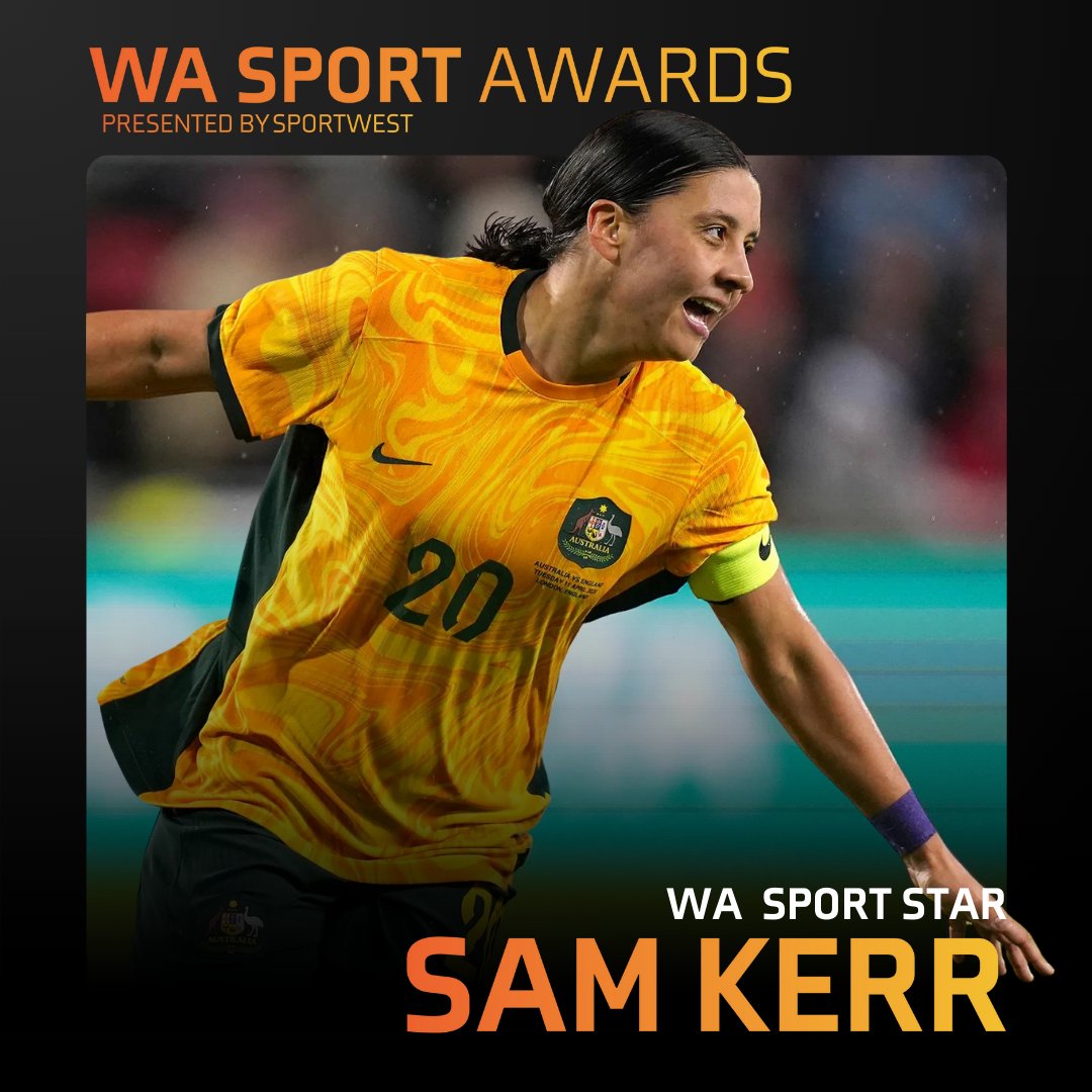 Claiming her third Sport Star Crown, your 2023 WA Sport Star, Samantha Kerr! Sam's achievements on and off the field have not only brought glory to WA but have also served as a beacon of inspiration for aspiring athletes everywhere. Congratulations Sam!