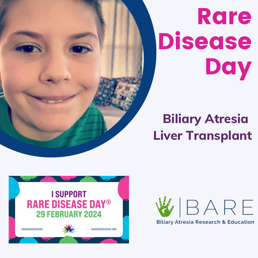It’s #RareDiseaseDay2024! 🩷

Nate was born with #BiliaryAtresia that led him to a #liver #transplant at 9 months old. 

Rare Disease Day raises awareness to help achieve equitable access to diagnosis and treatment for people affected by a rare disease.
#ShareYourRare #support