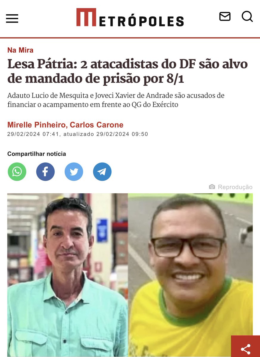 Para quem acompanhou de perto a CPI dos Atos Antidemocráticos, da CLDF, não é surpresa alguma o avanço da Operação Lesa Pátria, da PF, rumo aos mentores daquele terrível e abominável 08/01. Aviso importante aos extremistas da direita: sem anistia aos golpistas, cadeia neles! E