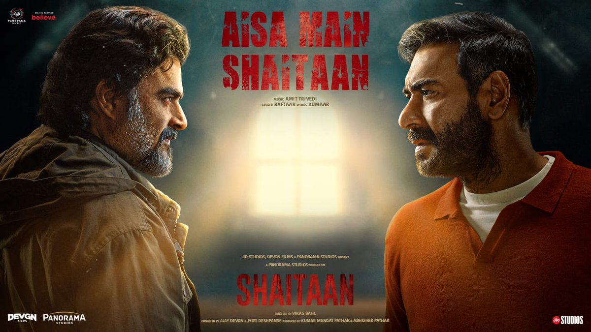 Dive into the world of #Shaitaan! 🌌 Experience the thrill with the latest song #AisaMainShaitaan, featuring #AjayDevgn, #RMadhavan, and #Jyotika. Directed by #VikasBahl, it's set to release on 8 March 2024. 
bit.ly/AisaMainShaita…