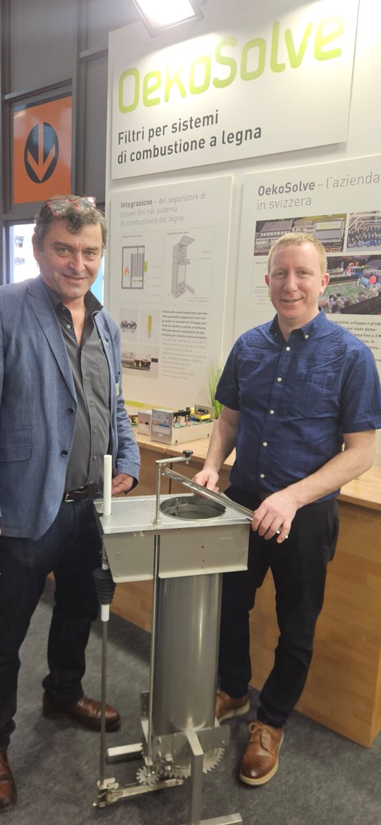 <a href="/NoelGavigan/">Noel Gavigan</a> meeting with designers of low emission technology at <a href="/ProgettoFuoco/">Progetto Fuoco</a>. Biomass heating systems are the lowest emitters of net CO2, and much work is being done to engineer out particulates.