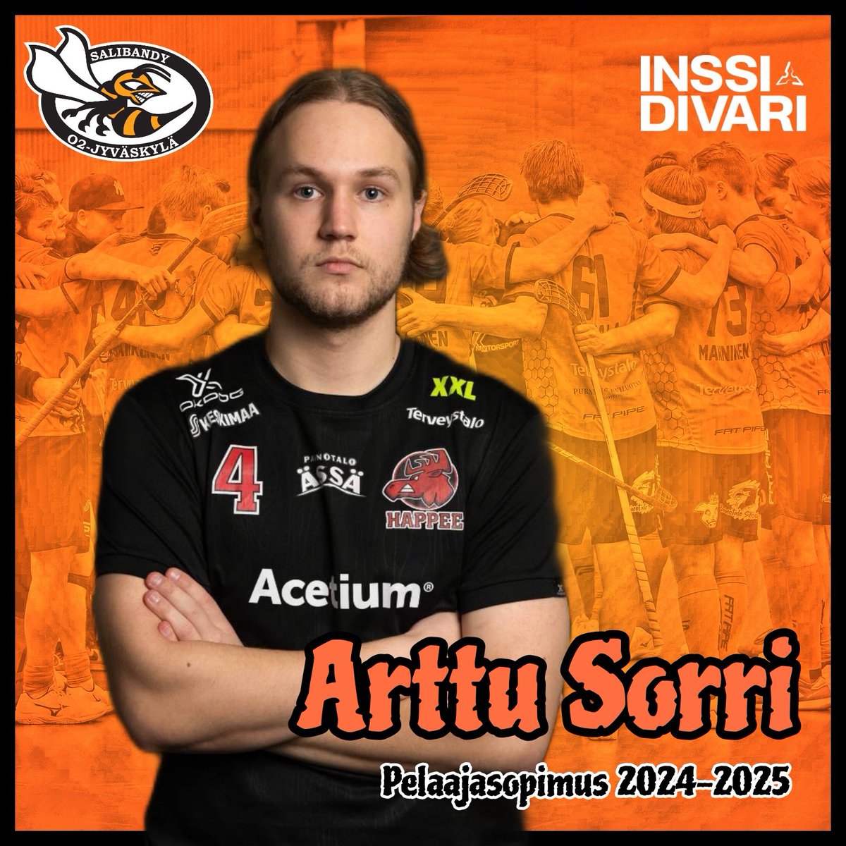 O2JKL's tweet image. ARTTU SORRI - Pelaajasopimus 2024-2025 🧡

Selänteen tavoin Happeen P22- joukkueesta liittyvä suoraviivainen hyökkääjä palaa myös Amppareihin ensi kaudeksi! 🔥

📸 Iina Kautto / Esa Jokinen

#o2jkl #salibandy #inssidivari @Salibandyfi @paakallofi @inssidivari