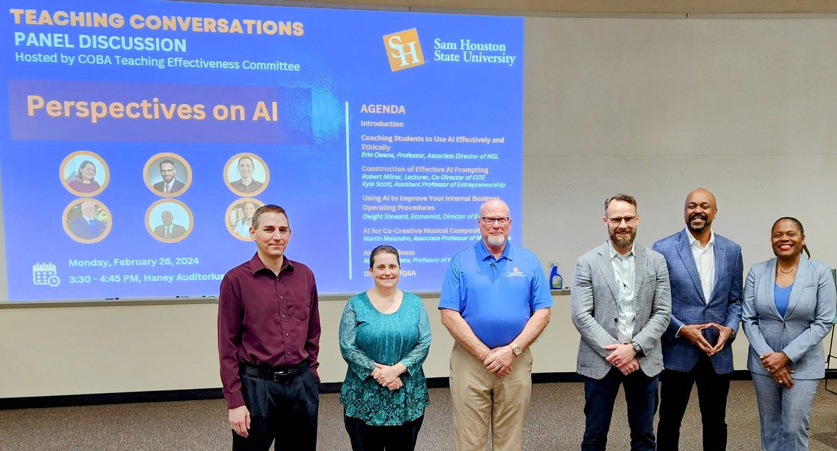 aneika's tweet image. The &quot;Perspectives on AI&quot; with the @SamHoustonState  COBA Teaching Effectiveness Committee was quite insightful and informative. I am glad that I had an opportunity to share about AI &amp;amp; Wellness as well as learn more from my esteemed colleagues. #shsucoba #ai #academicexcellence