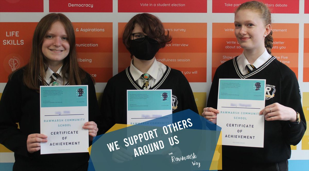 Our senior Anti-Bullying Ambassadors Amy, Lucy and Jayden in Year 10 have recently completed their Upskill Training through the @DianaAward 👏 By completing this training, Amy, Lucy and Jayden have now achieved their Gold Active Citizenship Pledge for Appreciating Diversity. 🥇