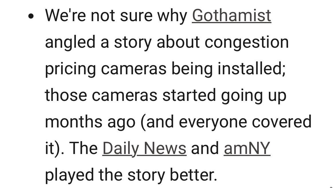 Ahem, gonna disagree with you Mr. @GershKuntzman despite the negative review, none of the other outlets mentioned the fact that the new congestion pricing tolling devices will not flash lights that are annoying to local residents and safer for birds: gothamist.com/news/mta-conge…
