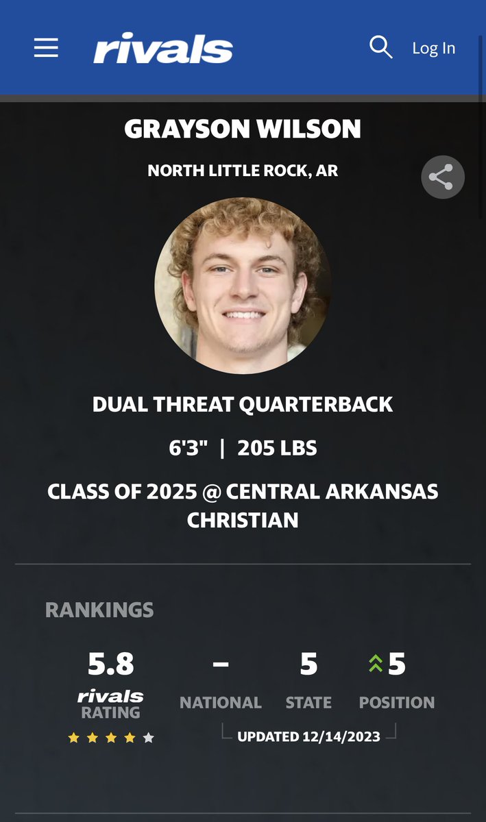 Blessed and thankful to be rated a 4⭐️ by Rivals! @ArkansasRivals @RivalsFriedman @adamgorney @ArRecruitingGuy @ChoateMason @DannyWest247 @DanFair88 @RRainwater1037 @OtisKirk23