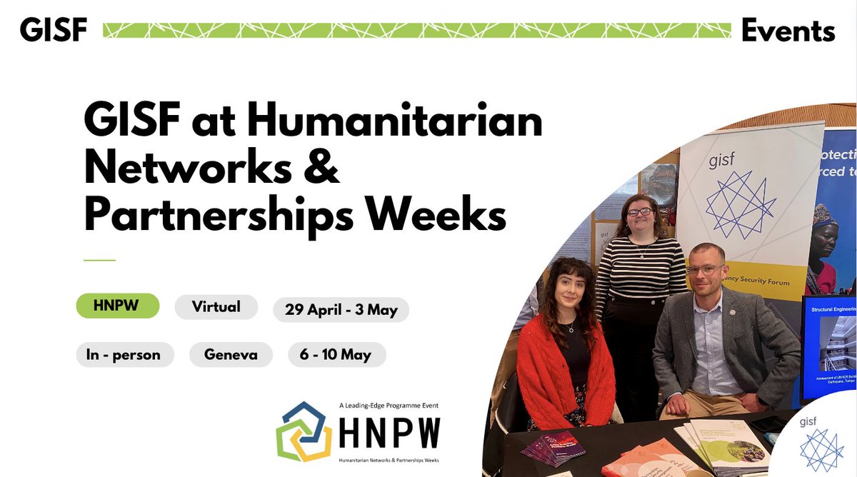 #SecurityRiskManagement has been identified as an area of common concern at #HNPW! Join us virtually from 29 April to 3 May, and in Geneva from 6 to 10 May to explore the challenges and opportunities for #AidWorker security. Discover the agenda here: gisf.ngo/event/humanita…