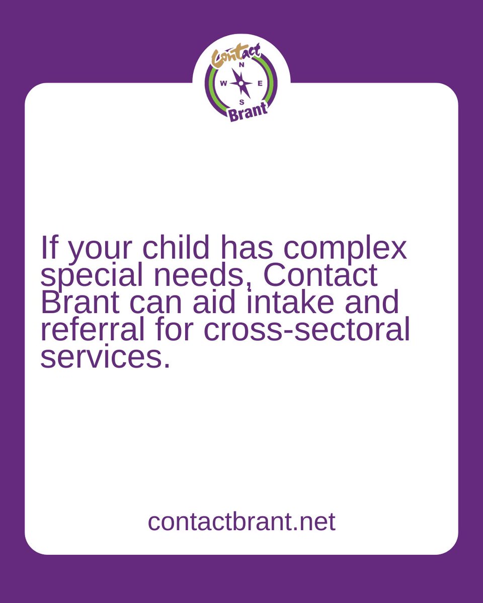 Does your child have complex special needs?

If so, Contact Brant can aid intake and referral for cross-sectoral services.

Contact us for more information. bit.ly/49CltX6

#ContactBrant #brant #brantford #parentingtips #momlife #communityservices