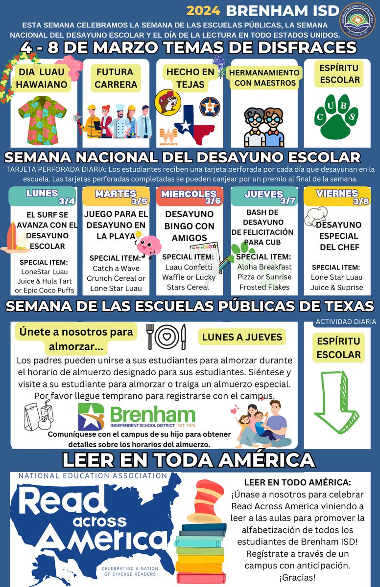Texas Public Schools Week is an annual event celebrated during the first full week of March to recognize &amp; promote the importance of public education. Our district &amp; schools have organized special events &amp; dress-up days. We encourage everyone to take part &amp; celebrate our schools.