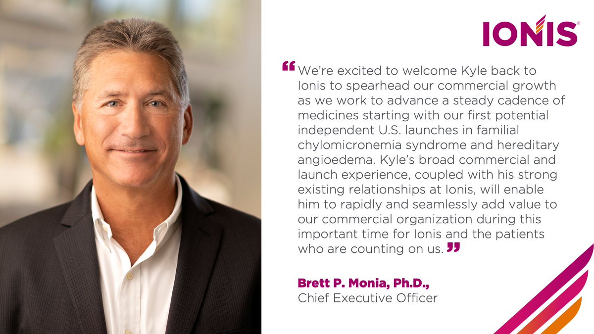 Today, we announced the appointment of Kyle Jenne as chief global product strategy officer to spearhead the next phase of commercial growth for Ionis. Learn more: ir.ionispharma.com/news-releases/…