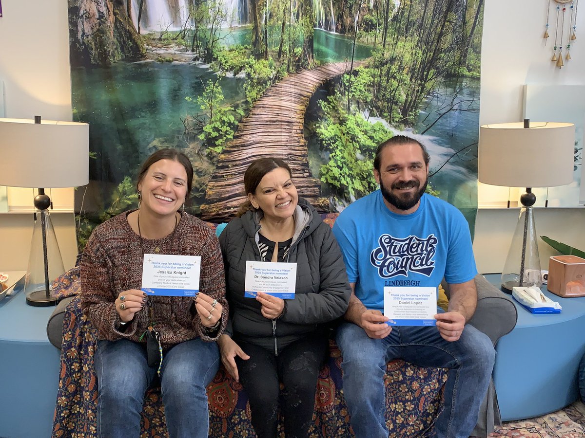 Ms. Jessica, Mr. Daniel and I are Vision 2035 Superstars nominees for centering student voice, safety and promoting authentic community engagement! We accept these nominations humbly and represent @LindberghStemLB proudly! #TogetherWeRise #ProudtobeLBUSD #collaborativespirit