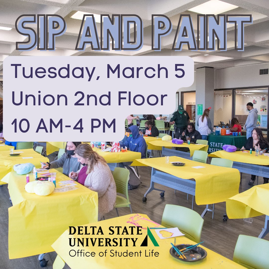 Get creative! Sip and Paint on March 5th 10AM-4PM.
