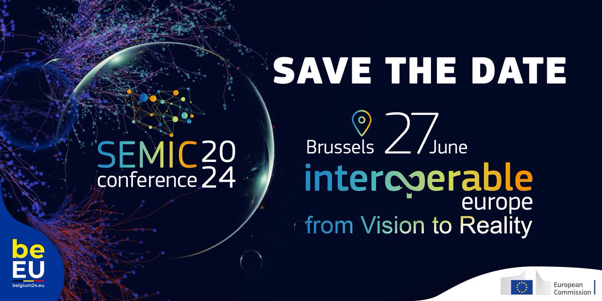 📢 Save the date! Our flagship #SEMIC Conference will return to #Brussels on 27/06! Schedule #SEMIC2024🎇 in your agenda, check the available ways of transportation🚆✈️ and get ready for an event to remember! More info:👉europa.eu/!6Y8TJp @Digi_vlaanderen; @EU2024BE