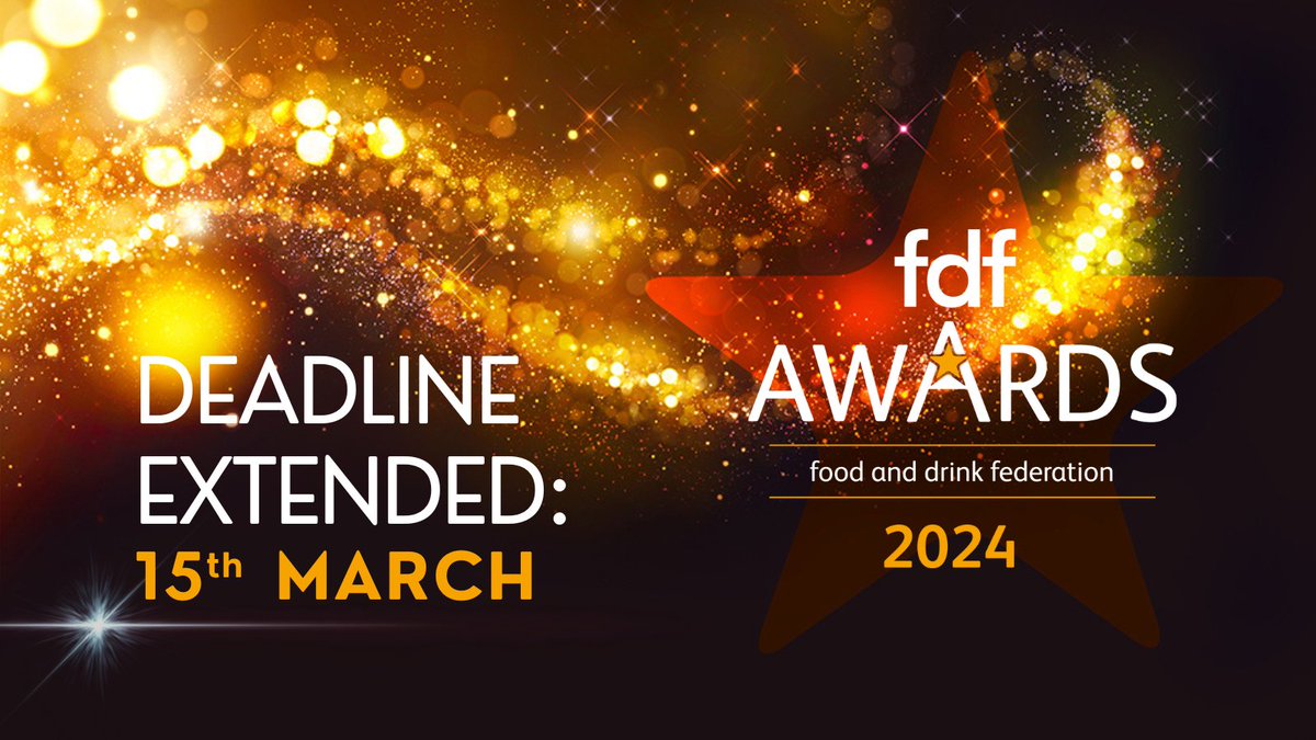 Entries now extended for the #FDFAwards 2024! Nominate your projects and colleagues in our 21 categories. FREE to enter Deadline: 15 March Open to FDF members and non-members. 👉Enter now: ow.ly/vA2150QHGAG #fdfawards #awards #foodandrink