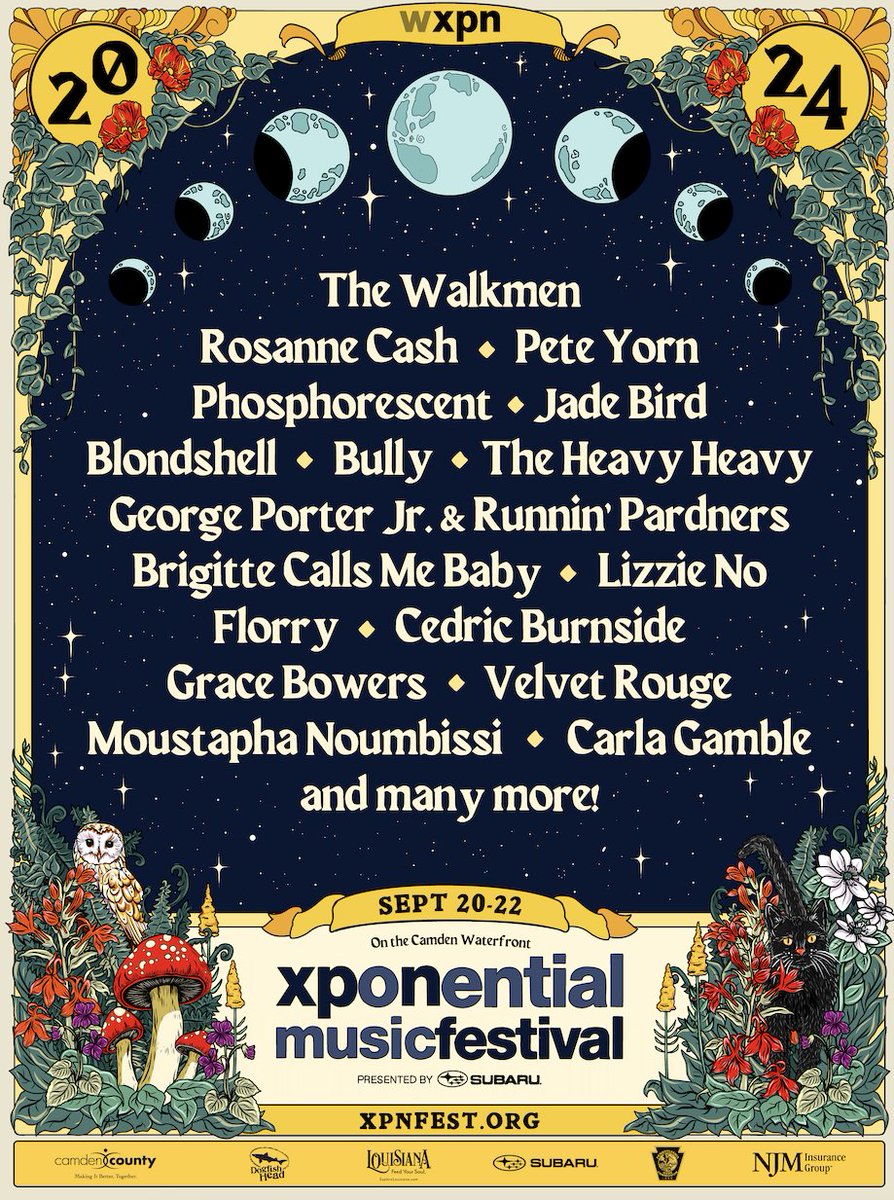 Just announced- bands added to an already amazing @wxpnfm #XPNfest lineup: @TheWalkmen, @peteyorn, @JadeBirdMusic, George Porter Jr. (The Meters!), Brigitte Calls Me Baby, + some of our fave locals incl. @velvetrougeband, Moustapha Noumbissi + Carla Gamble xpnfest.org