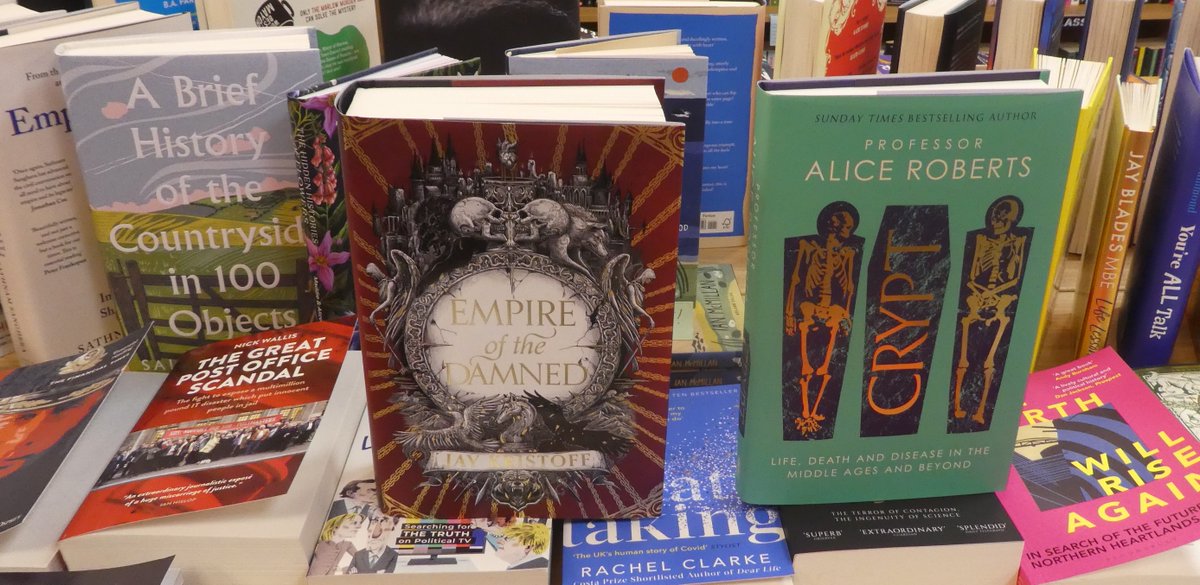 Out today! Empire of the Damned from @misterkristoff and Crypt from @theAliceRoberts with indie signed copies on the way. Also, @SallyCoulthard A Brief History of the Countryside in 100 Objects. #ChooseBookshops