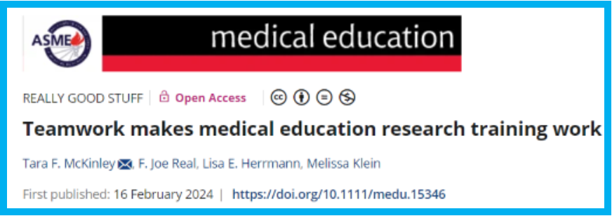 #ReallyGoodStuff is happening in our #MEd program! Learn more about how our educators are using #coteaching to provide better feedback and mentoring to Education Research students. #MedEd 
doi.org/10.1111/medu.1…