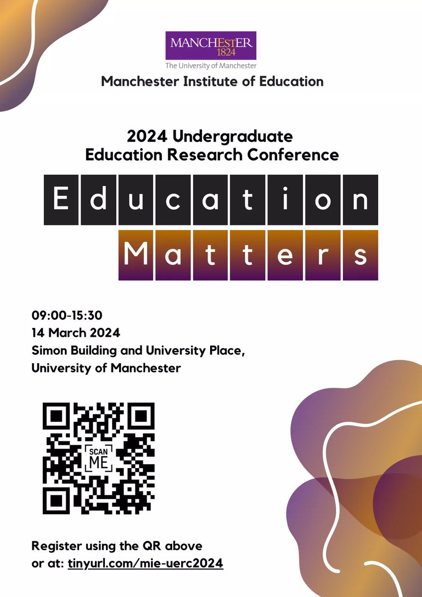 2024 Undergraduate Education Research Conference (@2024uerc) on Twitter photo Join us to engage with BSc. Education students' research at the "MIE Undergraduate Education Research Conference 2024". Scan the QR code on the poster to get more information #UERC2024 <a href="/EducationUoM/">Manchester Institute of Education (MIE)</a> Join us to engage with BSc. Education students' research at the "MIE Undergraduate Education Research Conference 2024". Scan the QR code on the poster to get more information #UERC2024 <a href="/EducationUoM/">Manchester Institute of Education (MIE)</a>