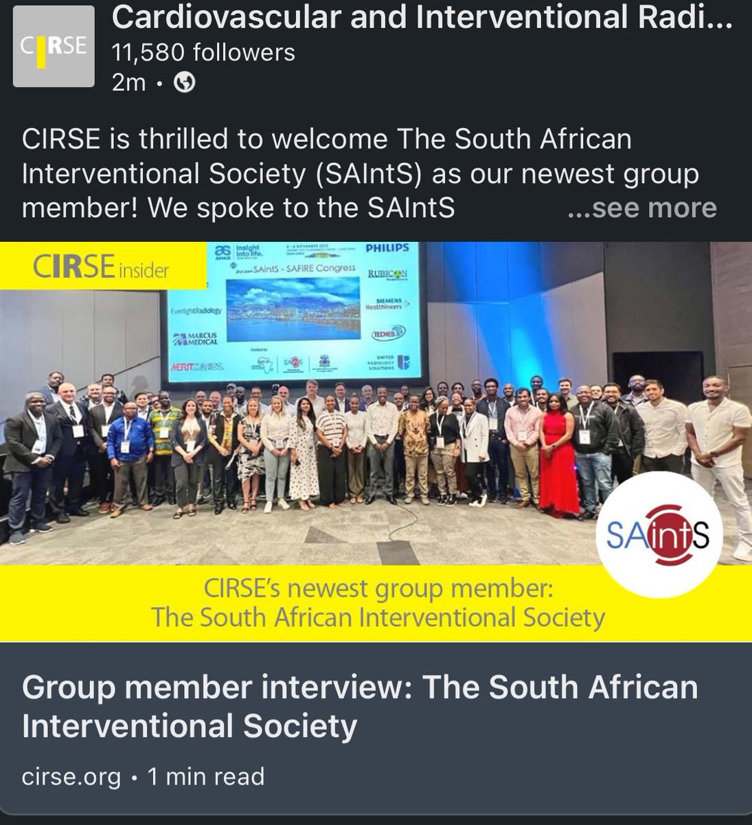 A truly historic moment for IR in Africa ! @cirsesociety + @safireAfrica =💪💪#IRGlobal🌍🌎🌏 👉🏻 cirse.org/publications/c… @ETF_IRtrainees @Road2IR @BSIR_News @TraineesBSIR @_the_SRT  @myESR @ESOR_myESR