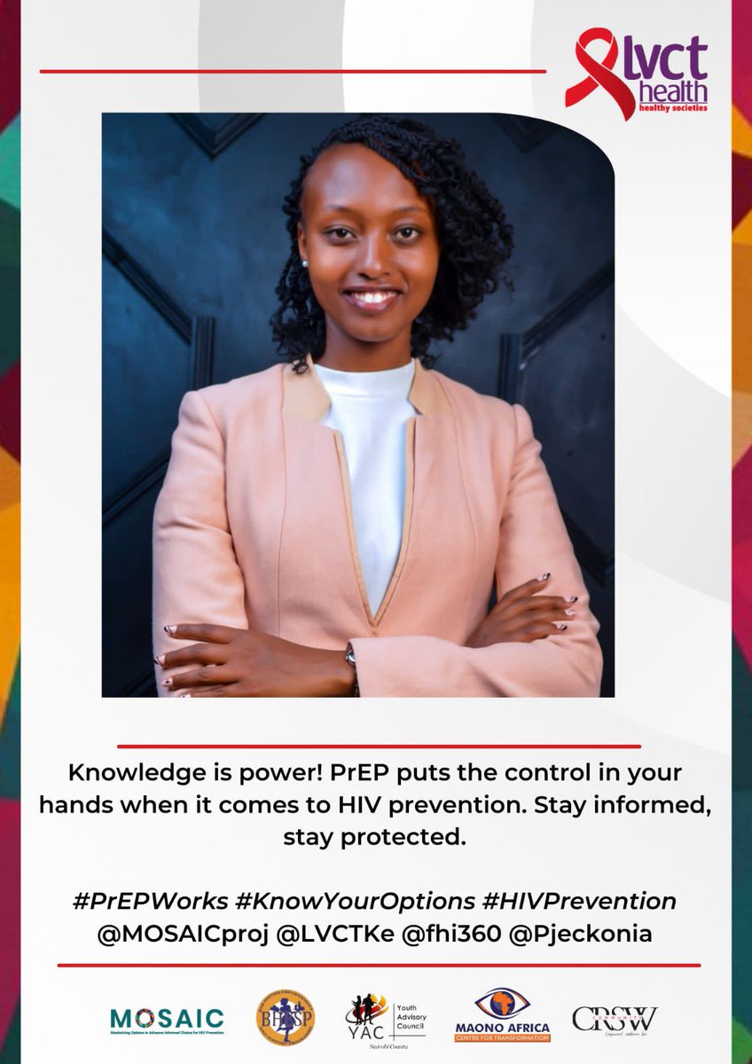 Knowledge is power!PrEP puts the control in your hands when it comes to HIV prevention.Stay informed,stay protected.#PrEPWorks #knowyouroptions #HIVPrevention @fhi360 @MOSAICproj @LVCTKe @LoiseAtieno7 @melodykituyi @FaridahYahya06 @Phylismaina