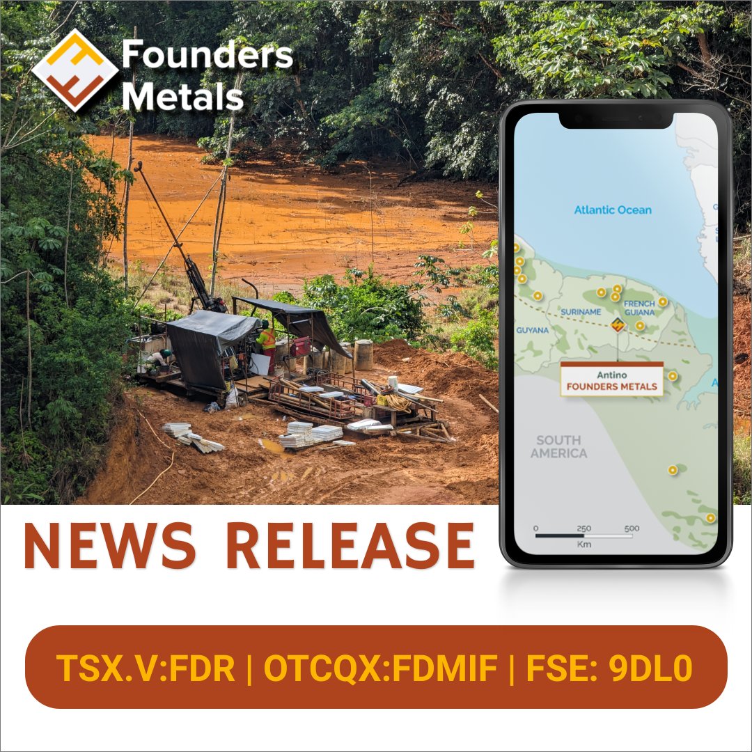 Donut Discovery Grows; Founders Metals Hits 19.0 Metres of 14.23 g/t Gold money.tmx.com/quote/FDR/news… $FDR.V $FDMIF #gold #foundersmetals #goldexploration #tsxv #otcqx #mining #highgradegold #suriname #drillresults #assayresults #minerals #metals