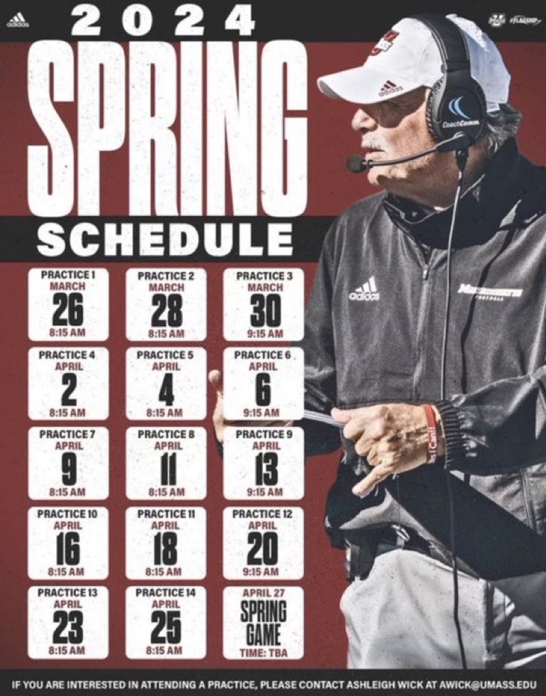 Thank you @CoachRoPo for the invite to watch @UMassFootball spring practice. Can’t wait to learn more about UMass Football! @BelmontHillFB @CoachFucillo @keithdudz