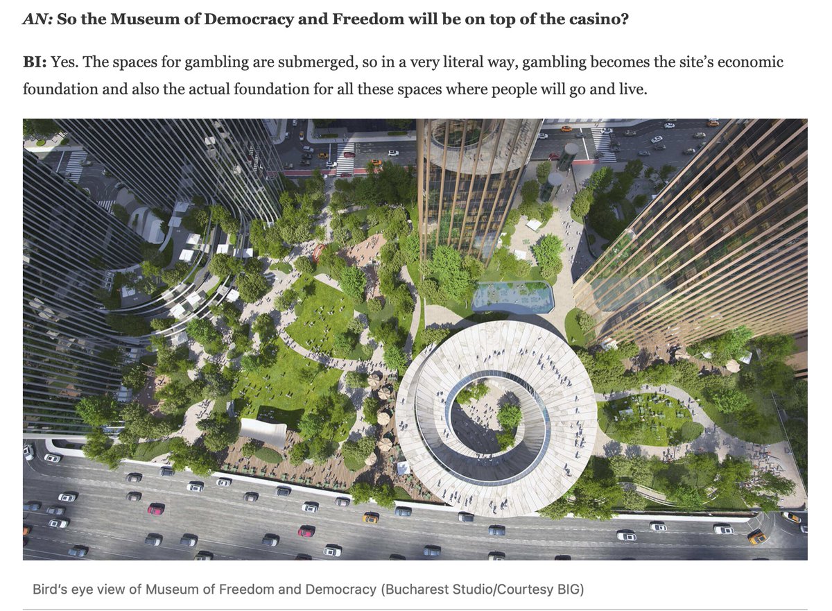 We're not gonna be able to do satire in architecture and design for a generation at least, we're done, thanks Bjarke (&amp; <a href="/archpaper/">The Architect's Newspaper</a>) archpaper.com/2024/02/an-bja…