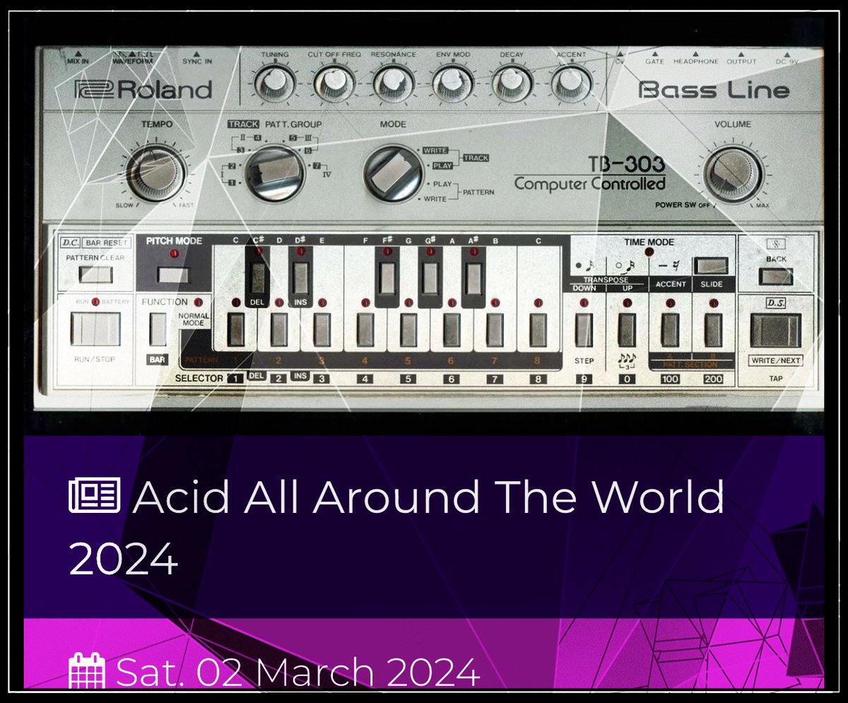 [ Save The Date ] Acid All Around The World [ 3.03.24 ]

• Lineup / Info: ko-fi.com/post/Acid-All-…
.
• #SonicSeekers #ElectronicMusic #Twitch #LiveStream #Vinyl #303Day #Acid303 #Acid #Techno #Electro #Roland303 #Bassline #TB303 #DenardHenry #SwuBunker #UndergroundDoesNotStop