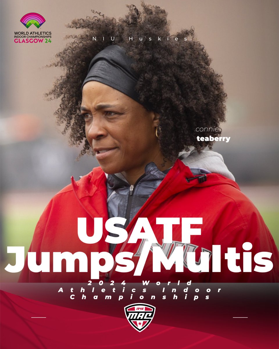 NIU Director of Track and Field, Connie Teaberry, has been selected to work with Team USA as the Women’s Jumps/Multis Coach at the World Athletics Indoor Championships! 🗒️: tinyurl.com/yta2nn5z | #MACtion