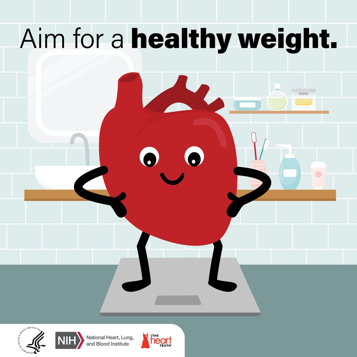 Be smart about #OurHearts! Maintaining a healthy weight is important for your heart and overall health. Small actions—like making healthier food choices, moving more, reducing stress, or getting enough sleep—can help. Learn how: go.nih.gov/B9Wq7gi