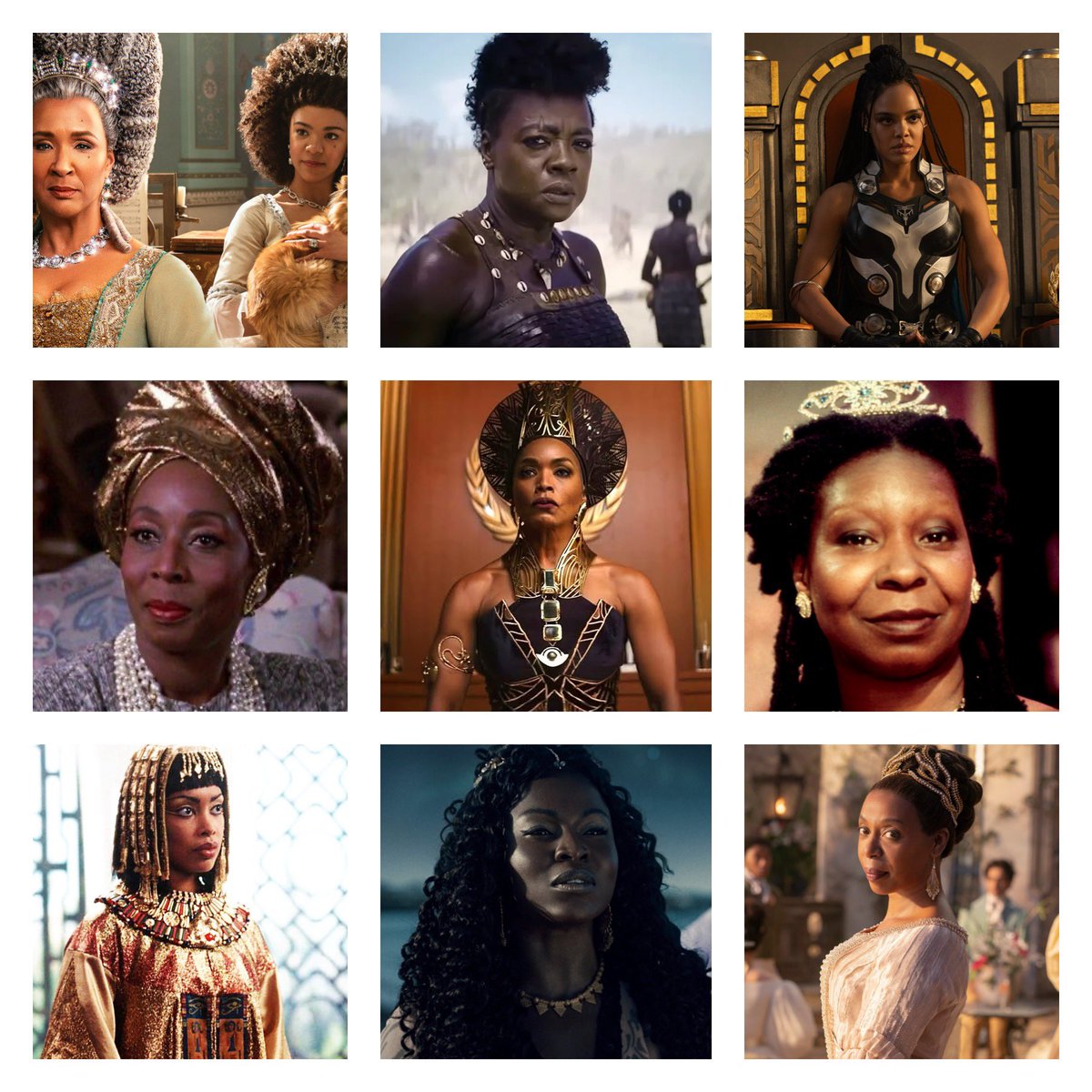 BlackGirlNerds's tweet photo. Today we close out this month by celebrating Black Queens (or Kings) across film &amp; television! 👑 https://t.co/eEF0QLPMIp