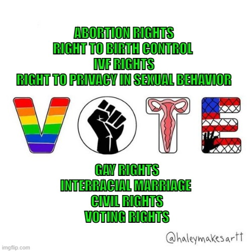 VivianCreekmore's tweet image. Elections matter
Vote for freedom to make your own decisions
#Freedom 
#CivilLiberty
#Democracy 
It won't stop with #Abortion 
#VoteBlue2024ProtectDemocracy 
#DemVoice1