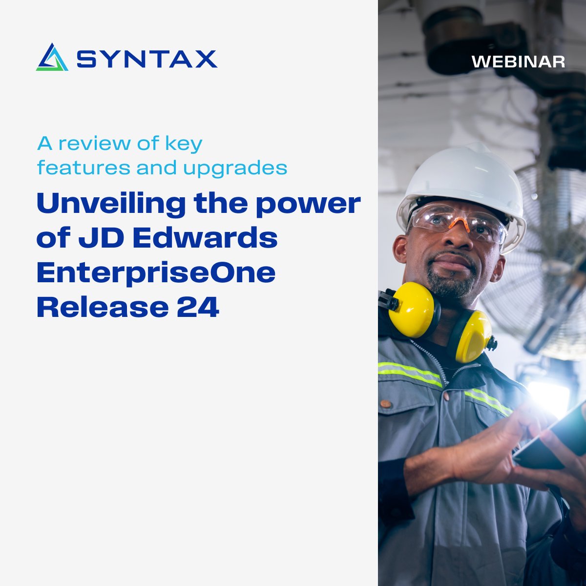 syntax_systems's tweet image. ➡️ Join Syntax experts in our webinar on #JDEdwards EnterpriseOne Release 24! Whether you're a seasoned user or new to the platform, discover key features and benefits. Upgrade insights included.
Reserve your spot now: hubs.ly/Q02mbzYq0
#Syntax #EnterpriseOne #Release24