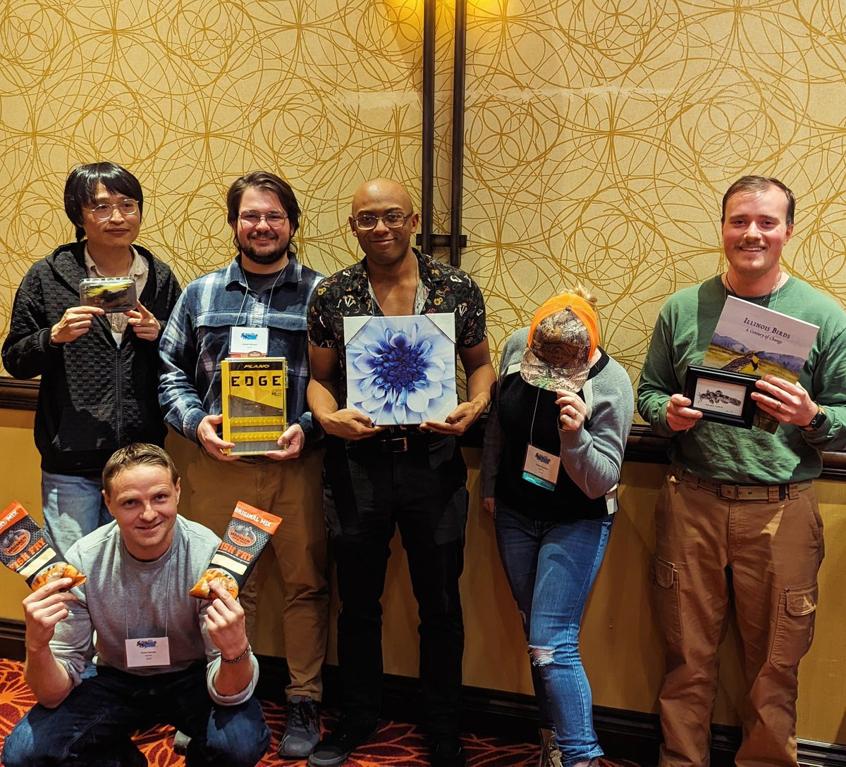 SIU-C grad students showing off their IL AFS raffle winnings! Raffle funds go towards travel funds for the following il AFS meeting!