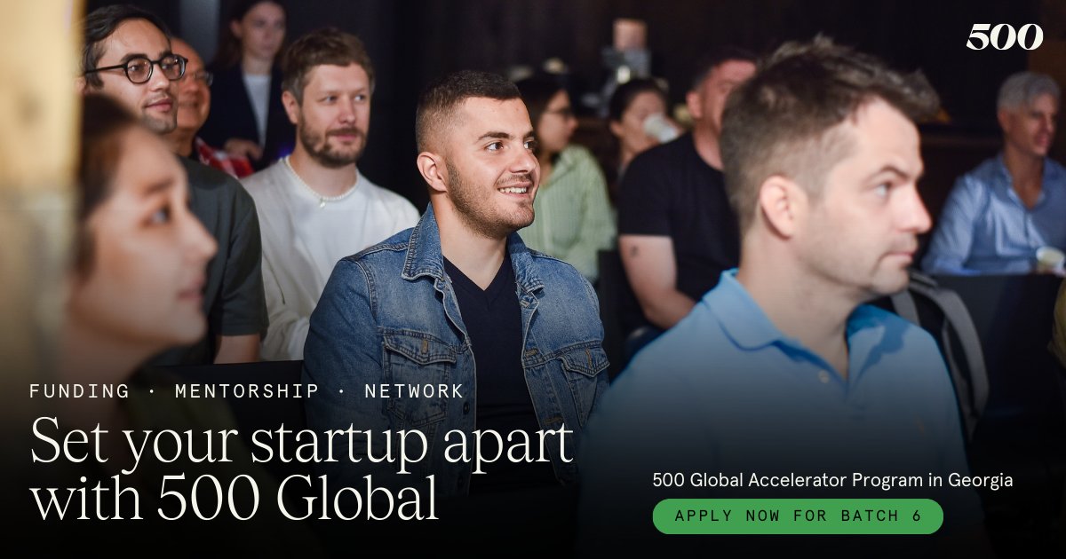 If you’re ready to fuel the growth of your tech venture, 500 Global’s 12-week accelerator in Georgia could unlock fantastic growth opportunities you seek. Get access to $100K funding where you’ll join 500 Global as a portfolio company.Batch 6 applications: 500.co/accelerators/5…