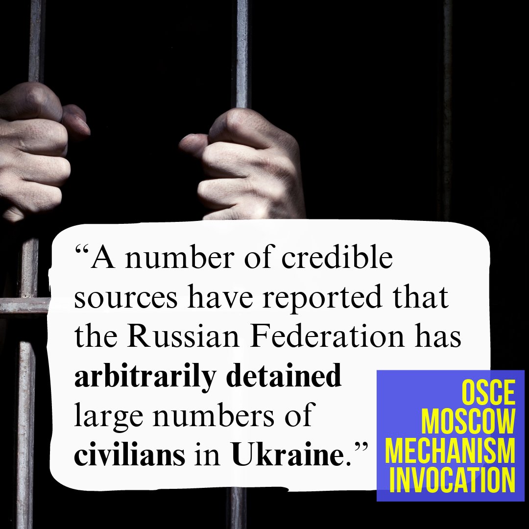 Today Sweden together with 44 other countries invoked the #MoscowMechanism to examine the issue of arbitrary deprivation of liberty of Ukrainian civilians by Russia.