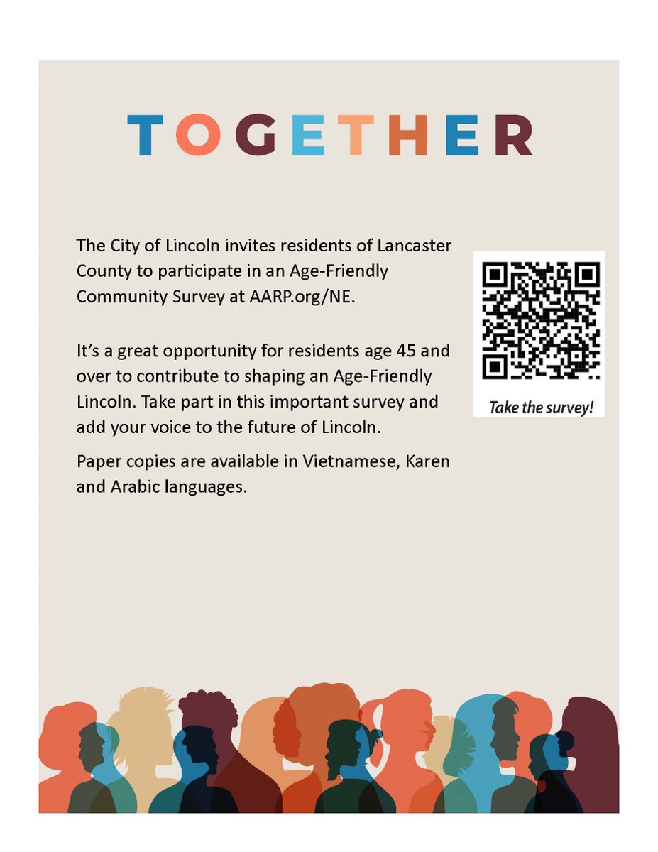 The City of Lincoln is inviting residents of Lancaster County to participate in an age-friendly community survey to help shape the future of Lincoln. Read ⬇ to learn more!