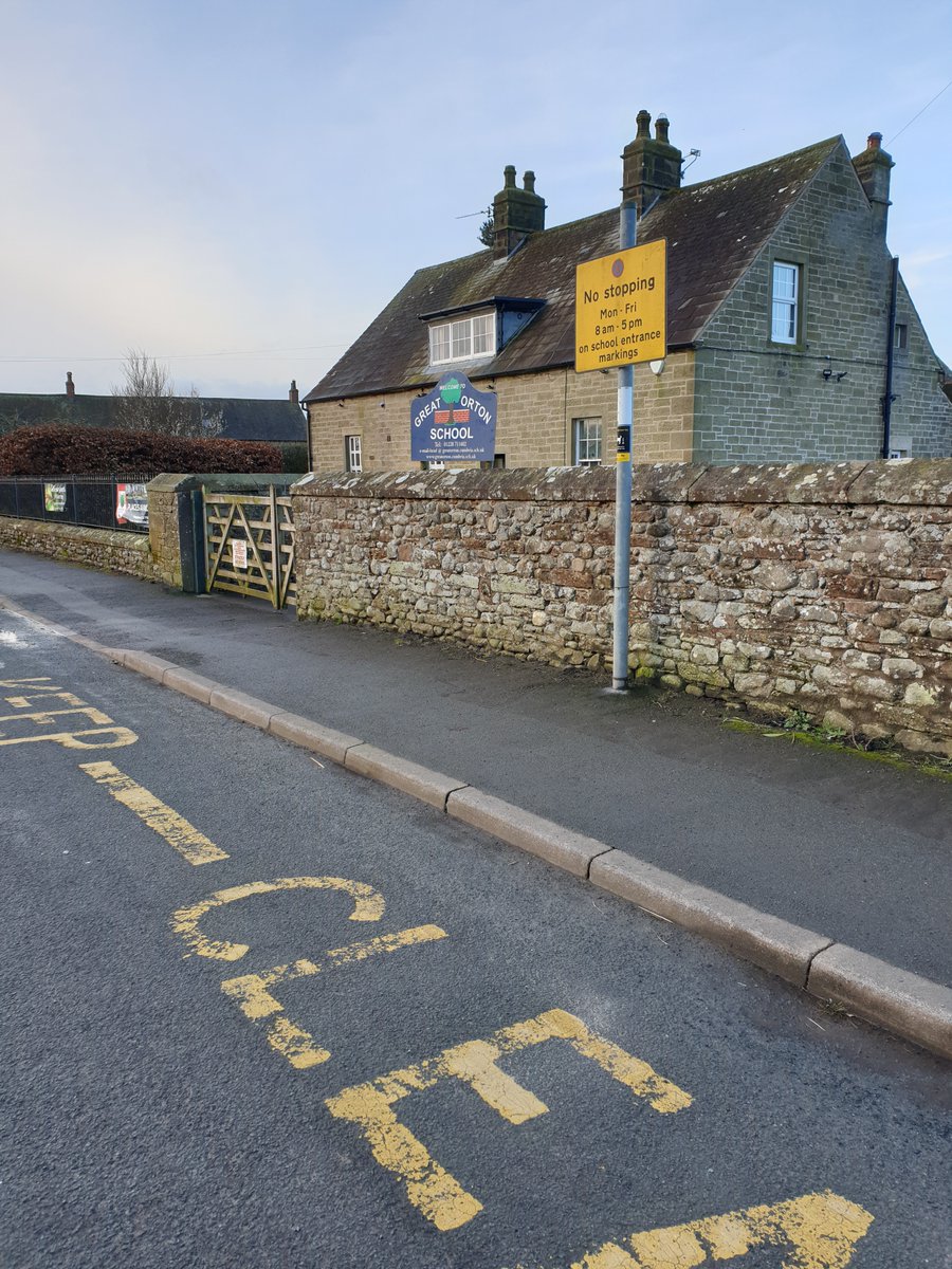 PCSO 5364 Kirkpatrick was outside Great Orton Primary this morning to say 'hello' to the kids as they arrived and make sure that cars weren't being parked on the keep clear markings. Concerns have been raised by parents and neighbours about parking standards outside the school.