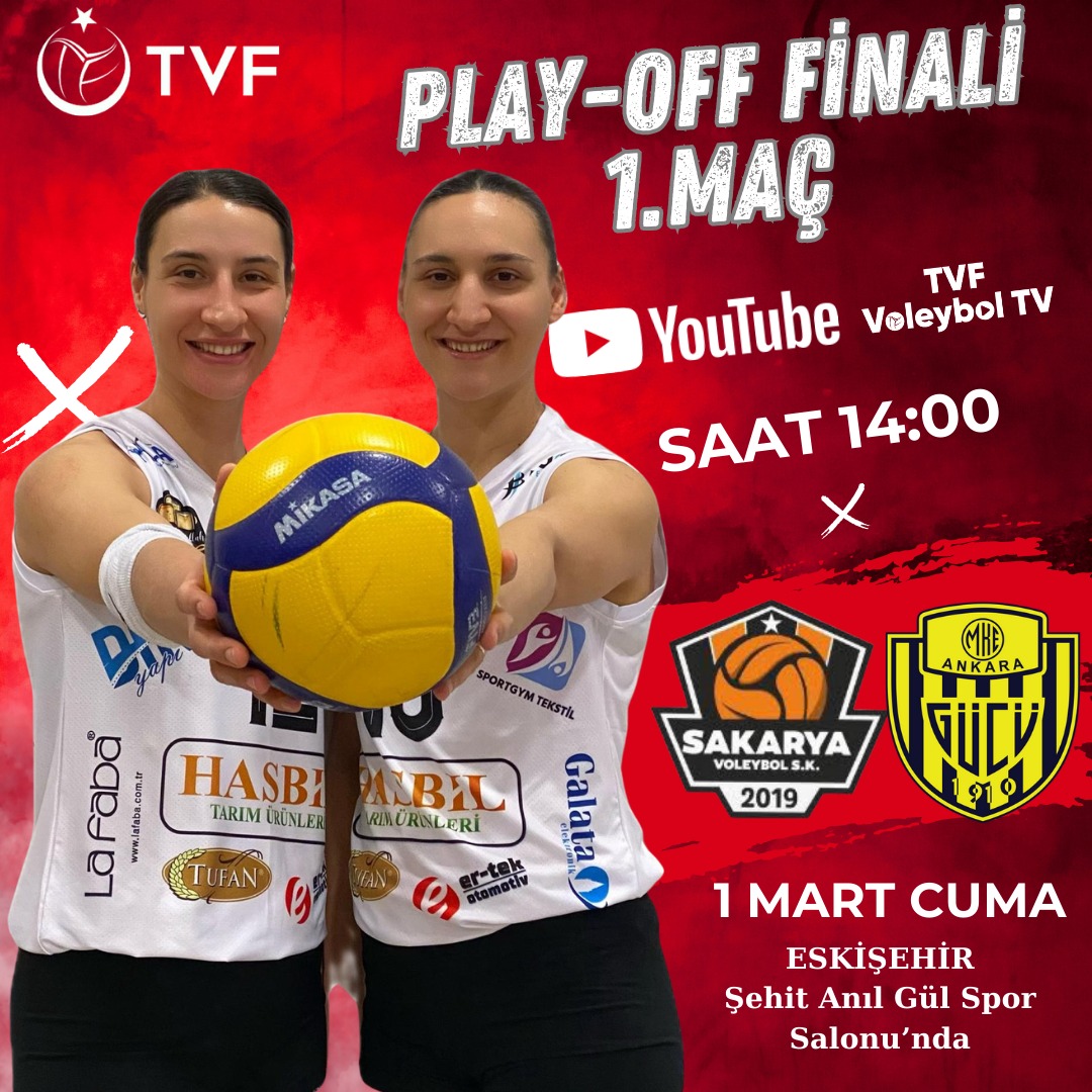Türkiye Kadınlar Voleybol 2.Lig play-off final Grubu ilk maçımıza çıkıyoruz. Müsabaka TVF Voleybol TV'den yayınlanacak (YouTube)

🏐 Sakarya Voleybol-MKE Ankaragücü
📍 Şehit Anıl Gül Spor Salonu-Eskişehir
🗓 01.03.2024 Cuma
⏰ 14:00