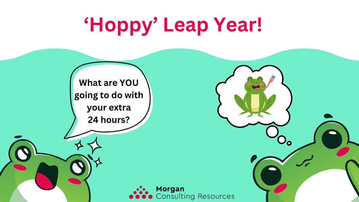 🐸 We hope the extra day this month helps you leap into the life you were meant to live! (And if we can help with that – jump on over to our website at morganconsulting.com to learn about our new opportunities!) Hope it’s an extra special day! #leapyear2024 #celebrate