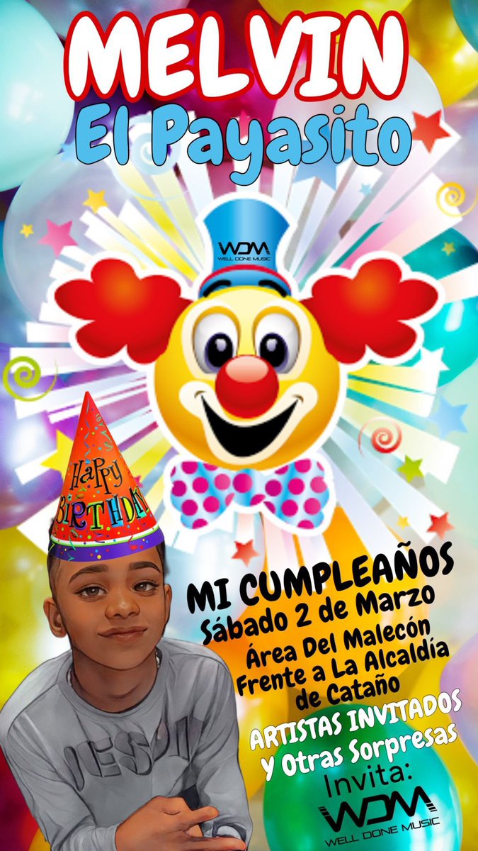 Puerto Rico!!!! Puerto Rico!!!! Los Invitamos a todos al Cumpleaños de Melvin el Payasito ESTE SABADO después las 3pm en adelante en Cataño (Frente a la Alcaldia) Trae a tus niños !! Habrán regalos y sorpresas !!