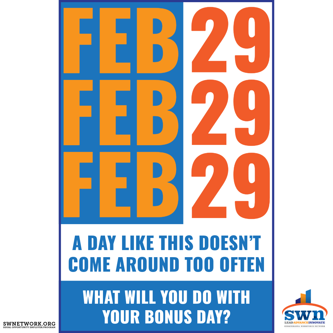 🚀 Leap Day Alert, Cecil & Harford pros! 🚀 Use this extra day to jumpstart your career. 🎯 Explore local opportunities on SWNetwork.org & make today count! 🌟 #LeapIntoAction #CareerBoost #CecilHarfordJobs #LeapYear2024