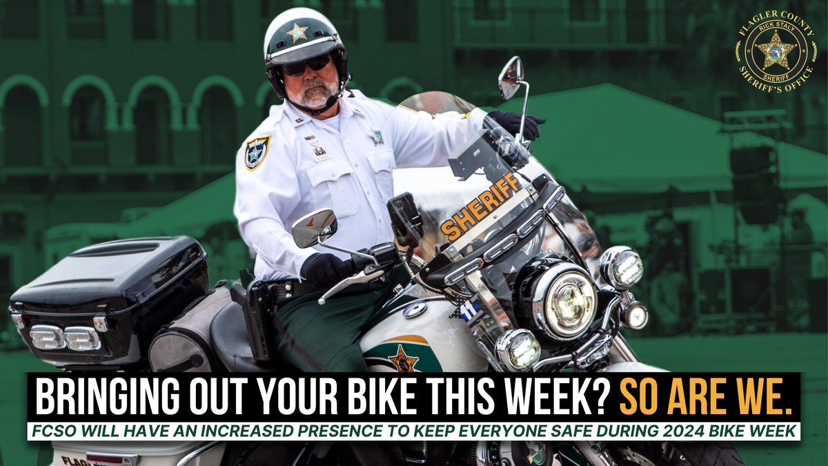 Bike Week begins tomorrow! Are you ready for it? We'll be out in full force countywide to keep our roadways safe, manage traffic, and focus on aggressive drivers and criminal activity, including motorcycle and vehicle theft.
